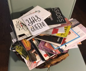 a pile of cards and Playbills