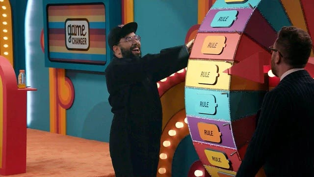 brightly colored image from tv game show called Gam Changer